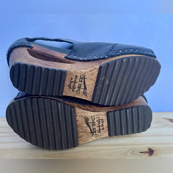 Dansko Sable Black Wedge Sandals Size 37 /US 6.5 or 7, Leather, Handcrafted $220 - Picture 11 of 16